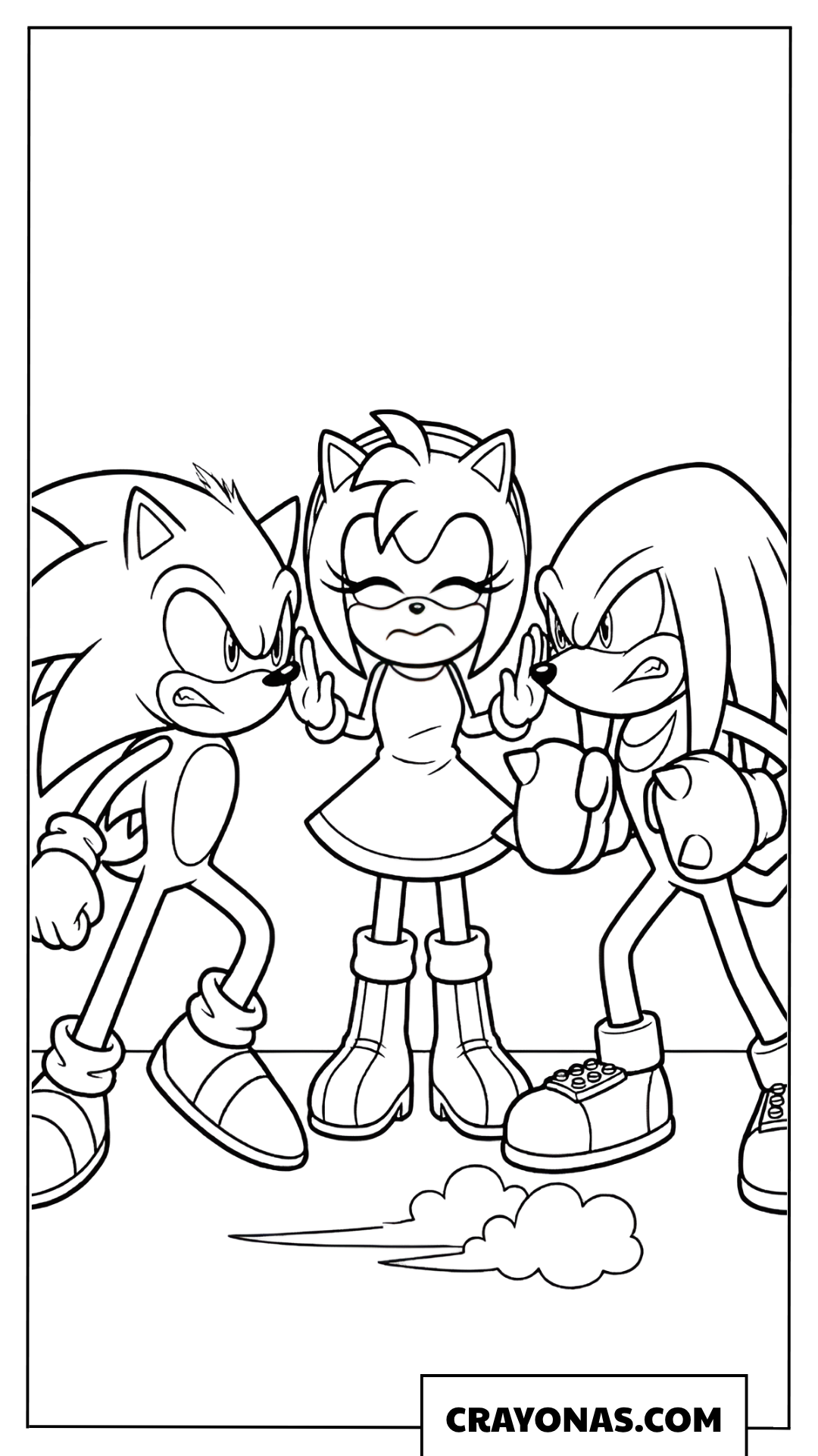 Amy Rose Stopping a Fight Coloring Page