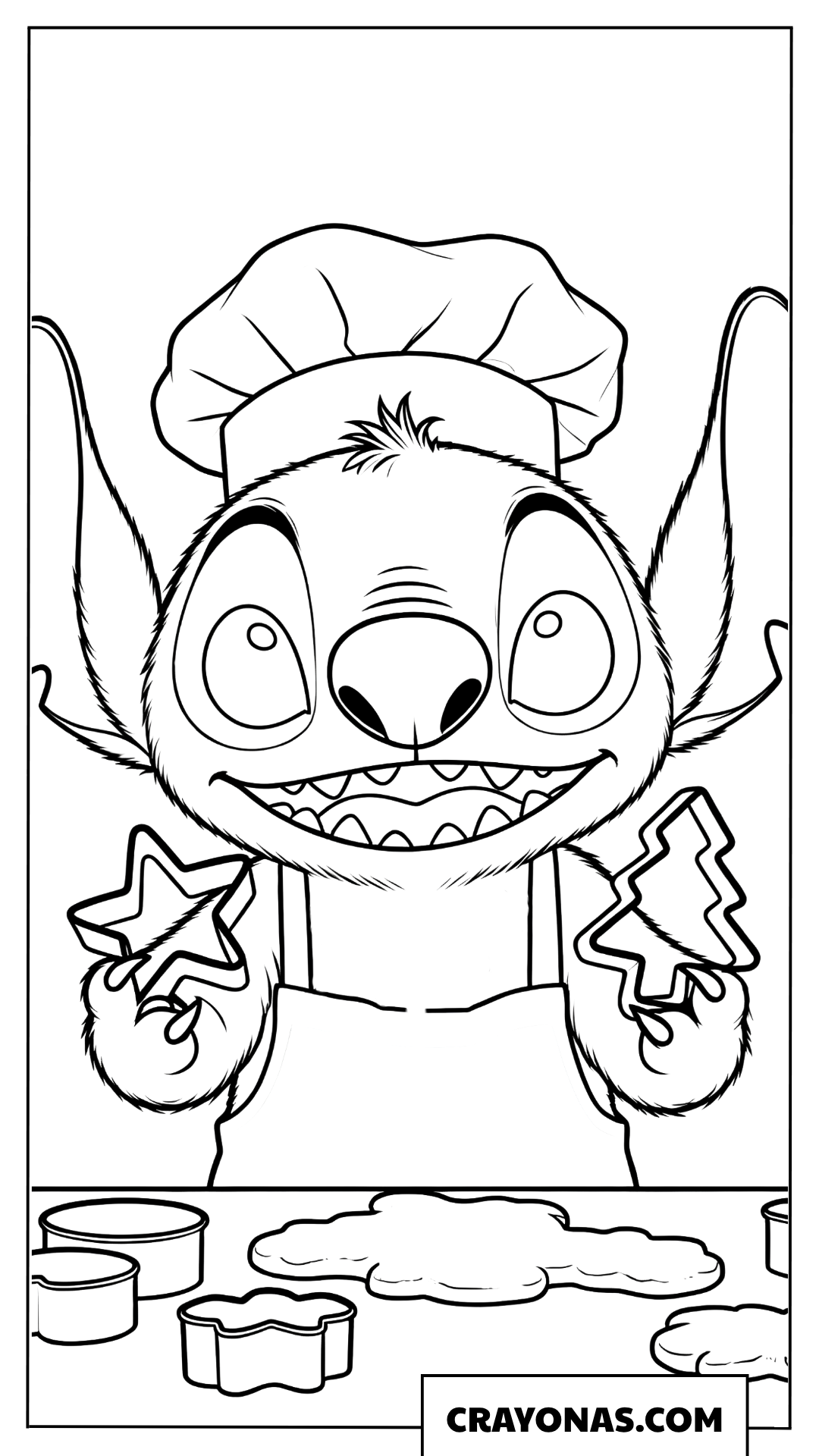 Baker Stitch Making Gingerbread Cookies Coloring Page