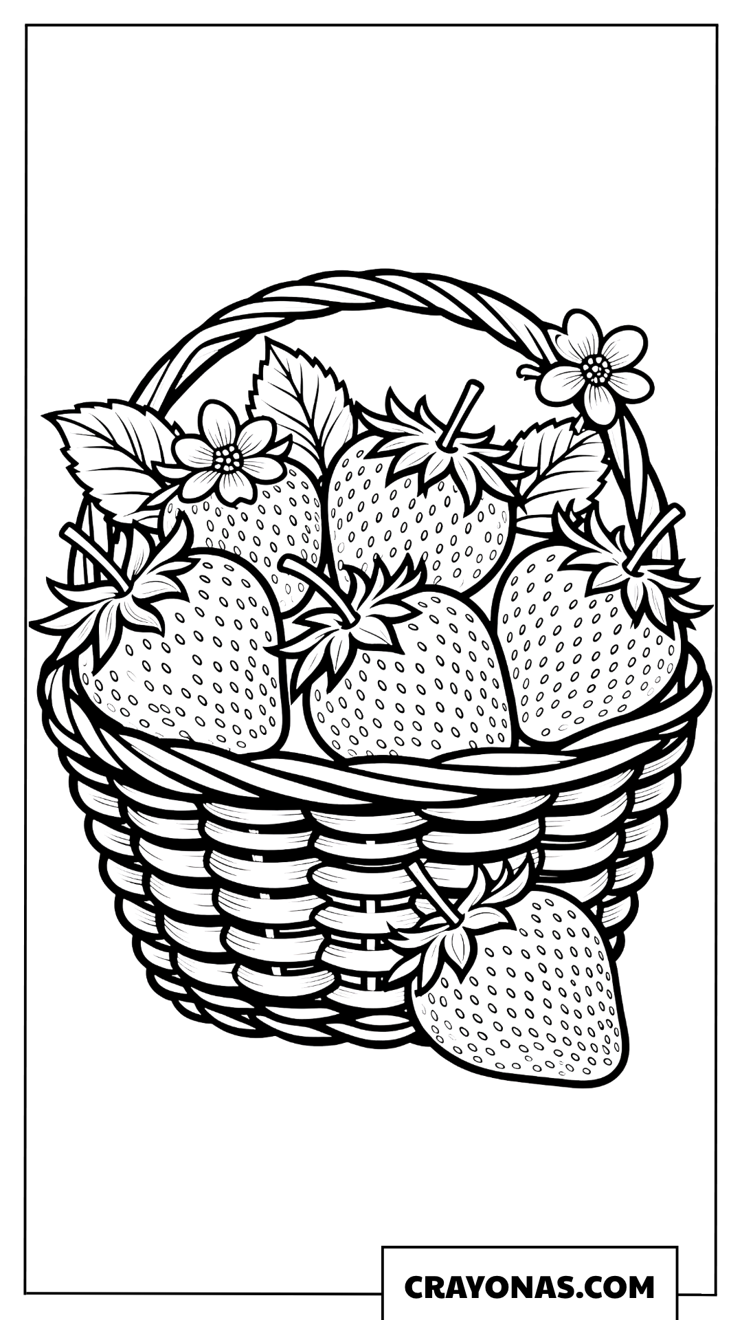 Basket of Strawberries Coloring Page