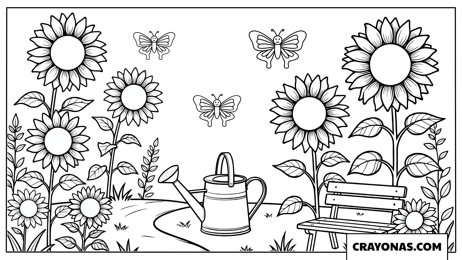 Beautiful Sunflower Garden Coloring Page