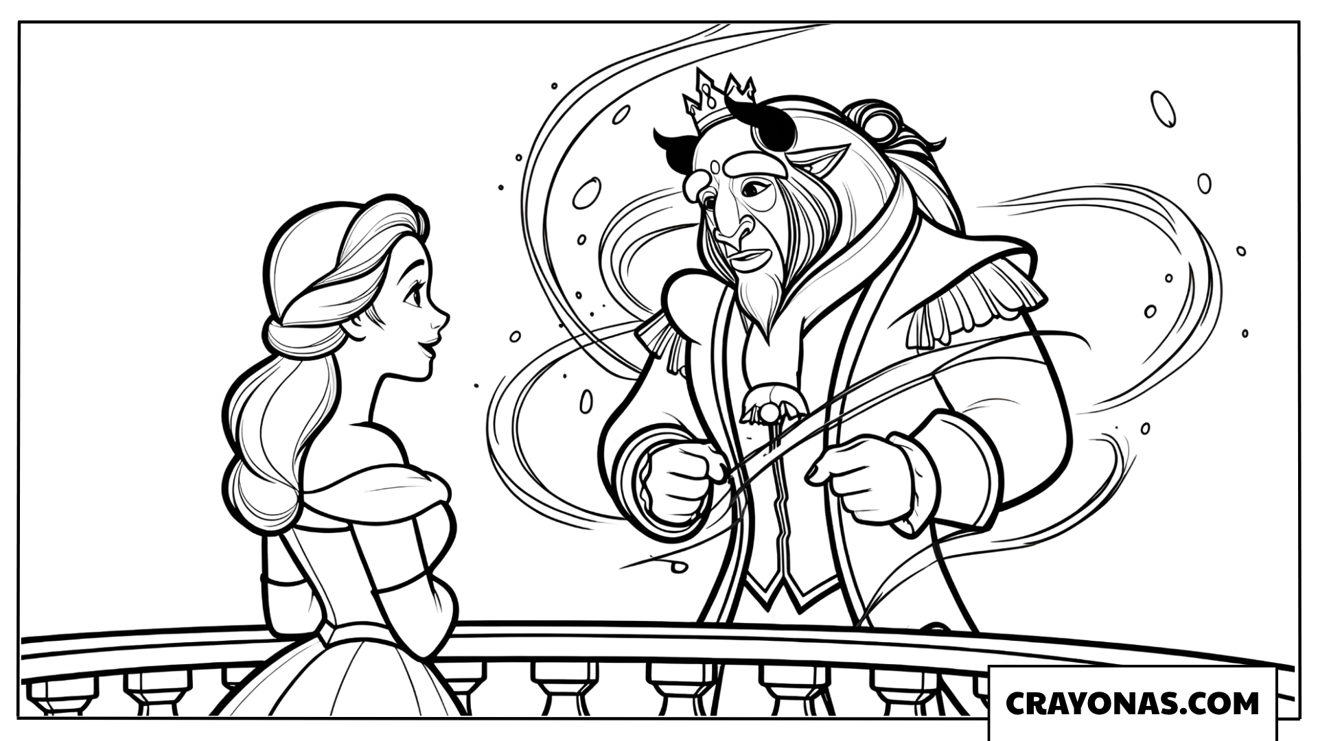 Belle and the Prince on the Balcony Coloring Page
