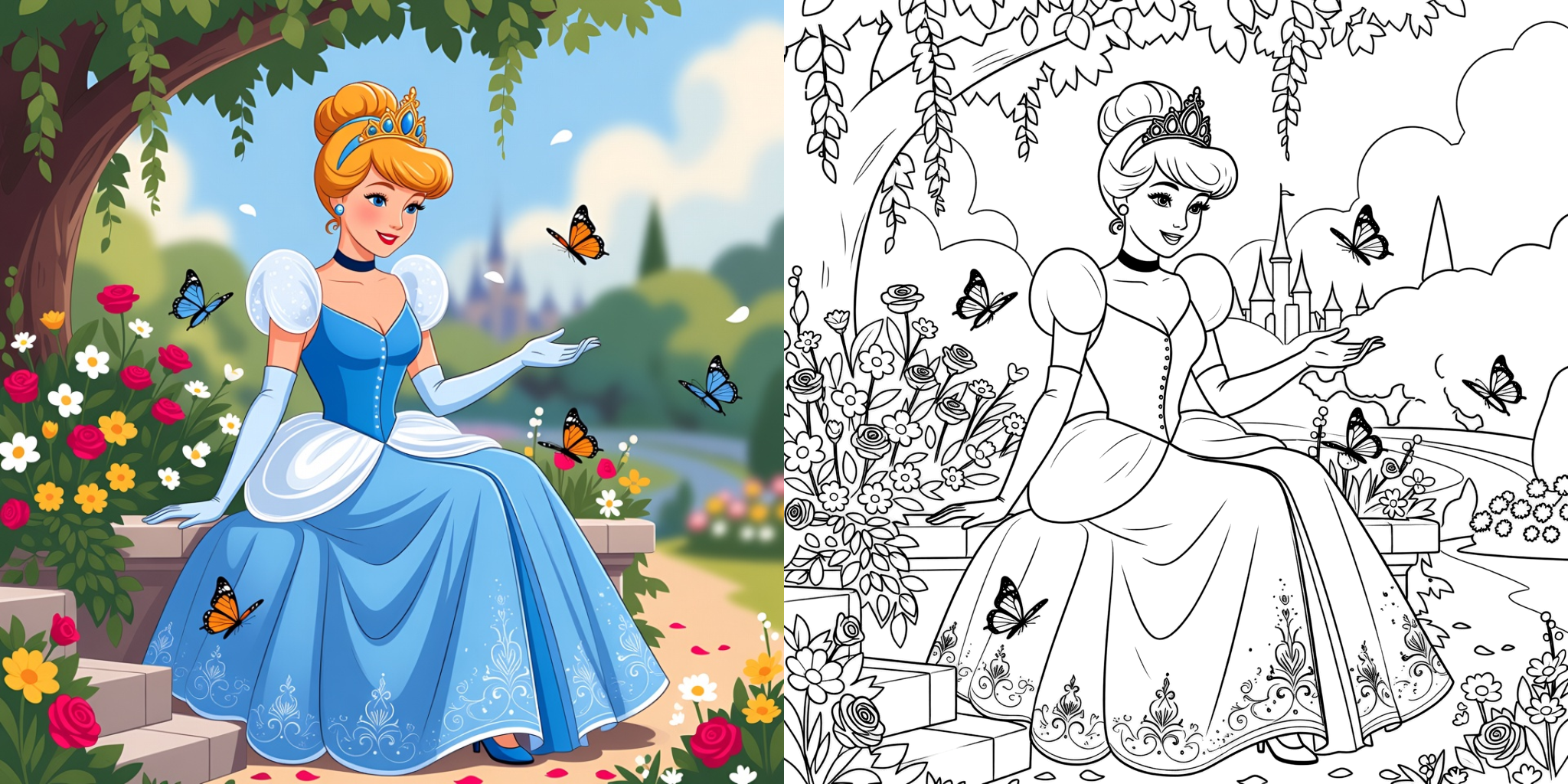 Cinderella coloring pages ft