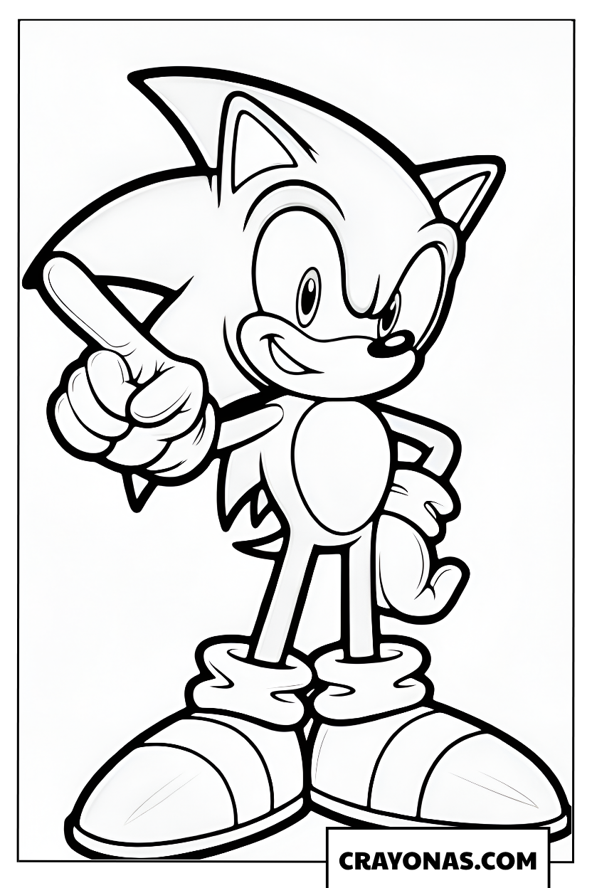 Classic Sonic "Number One" Pose Coloring Page