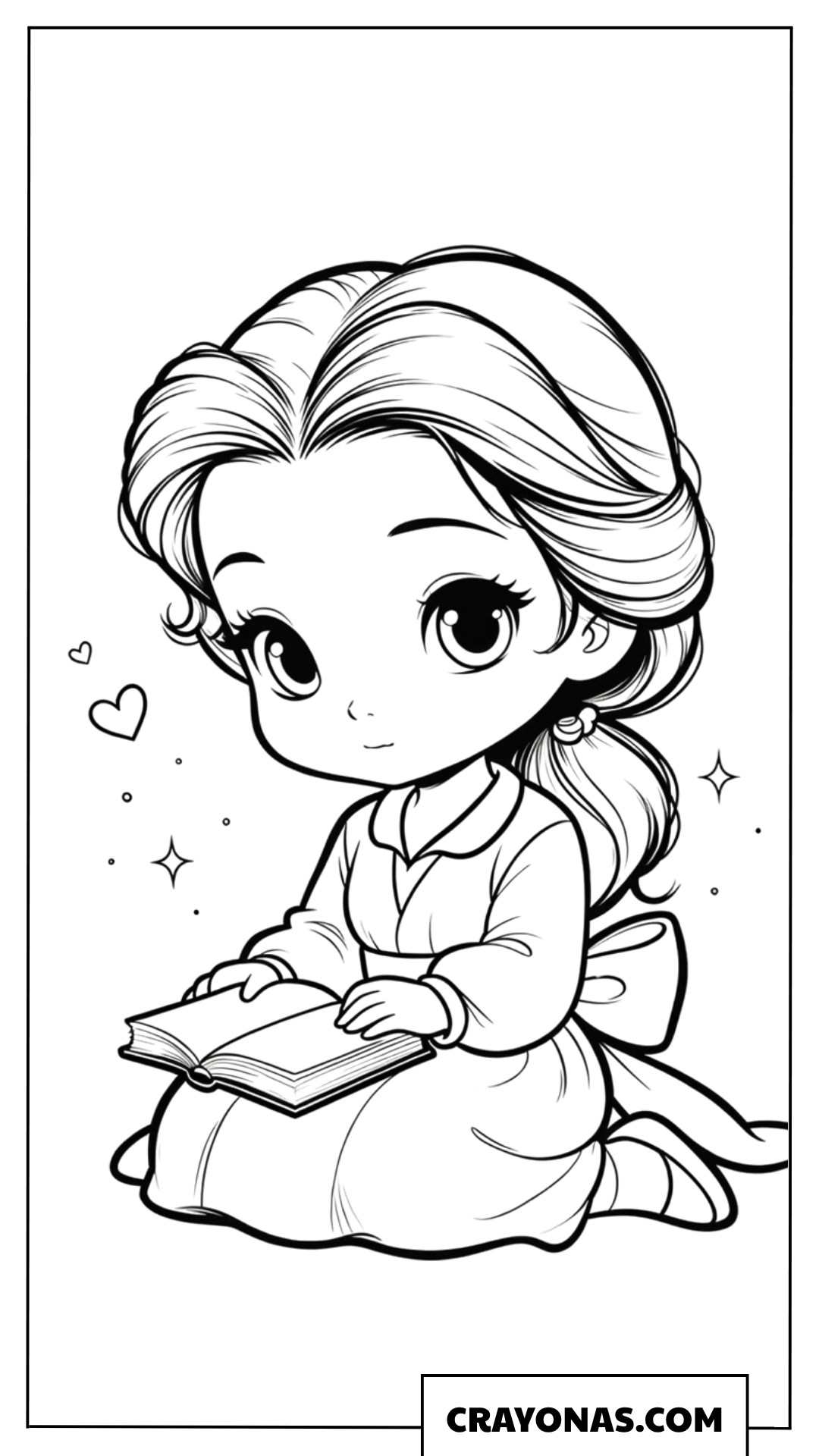 Cute Chibi Belle Coloring Page