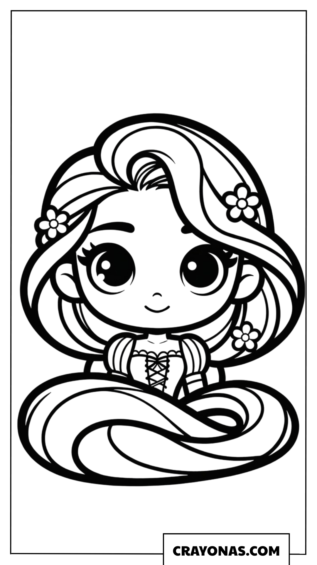 Cute Chibi Rapunzel Coloring Page