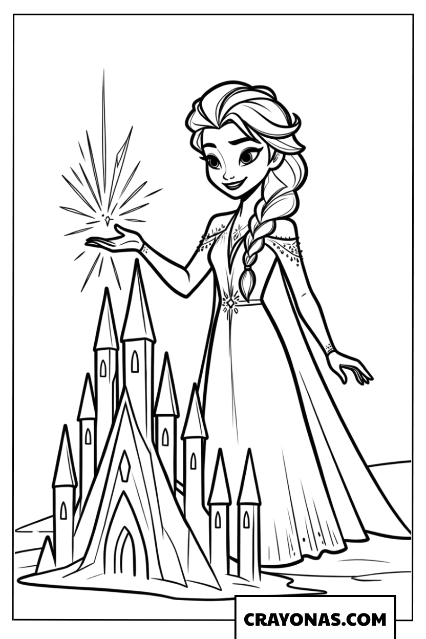 Elsa Casting Ice Magic Coloring Page