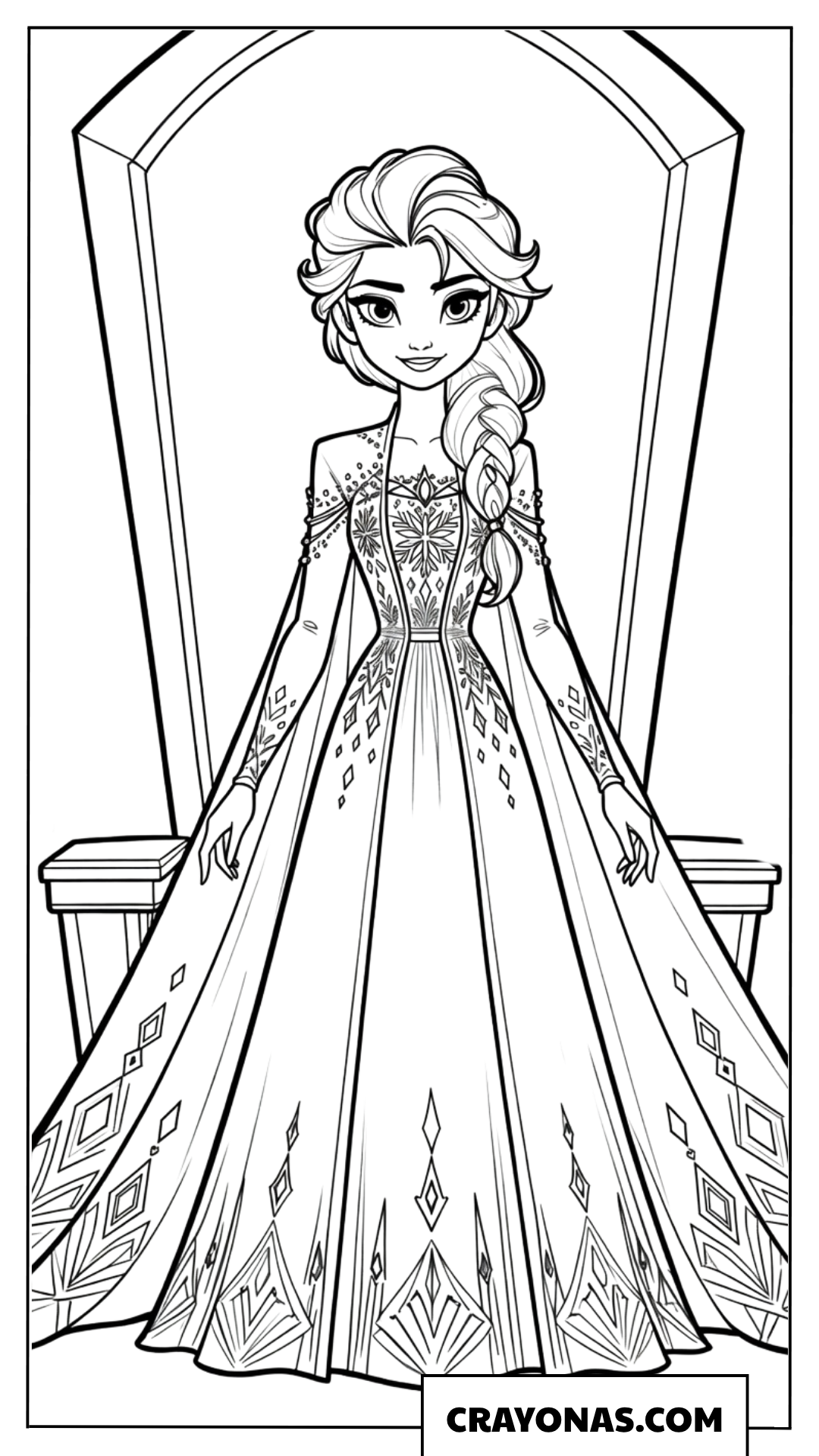 Elsa in a Magnificent Wedding-Style Gown Coloring Page