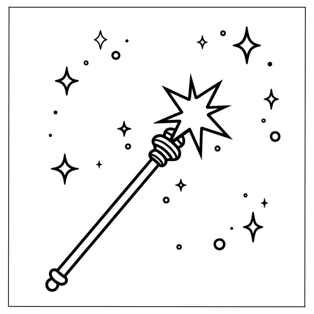 Fairy Godmother's Magic Wand Coloring Page
