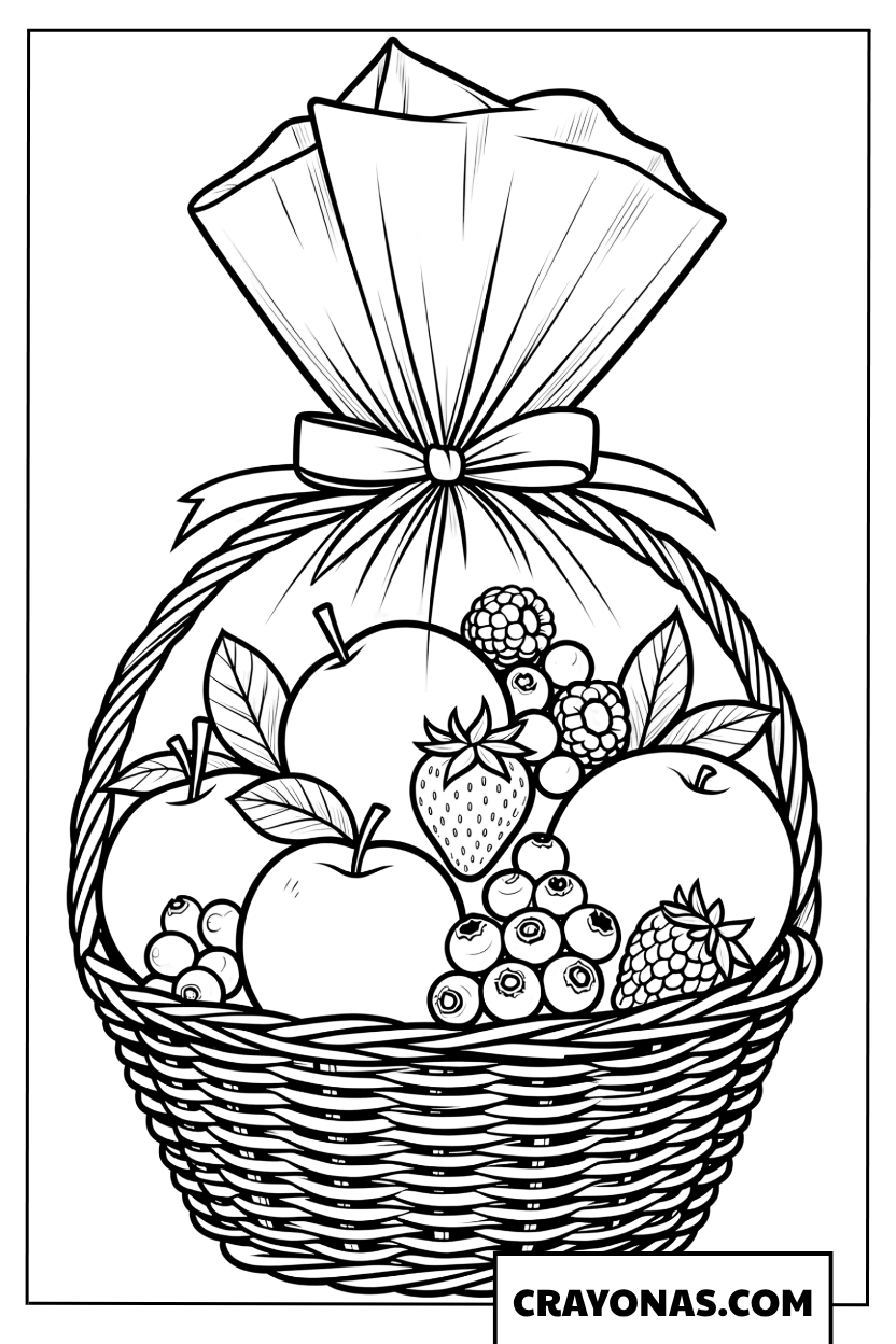 Fruit Gift Basket Coloring Page