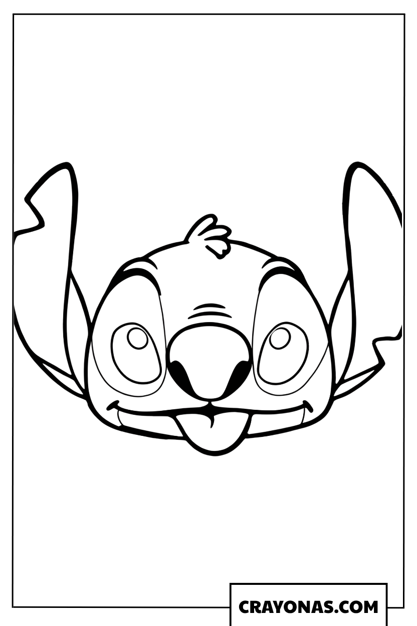 Funny Stitch Face Outline Coloring Page