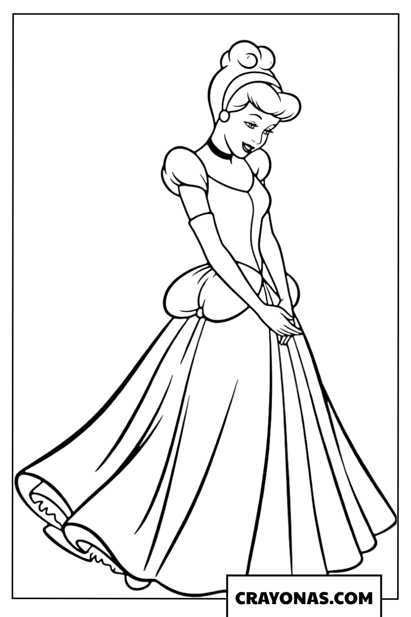 Graceful Cinderella Portrait Coloring Page