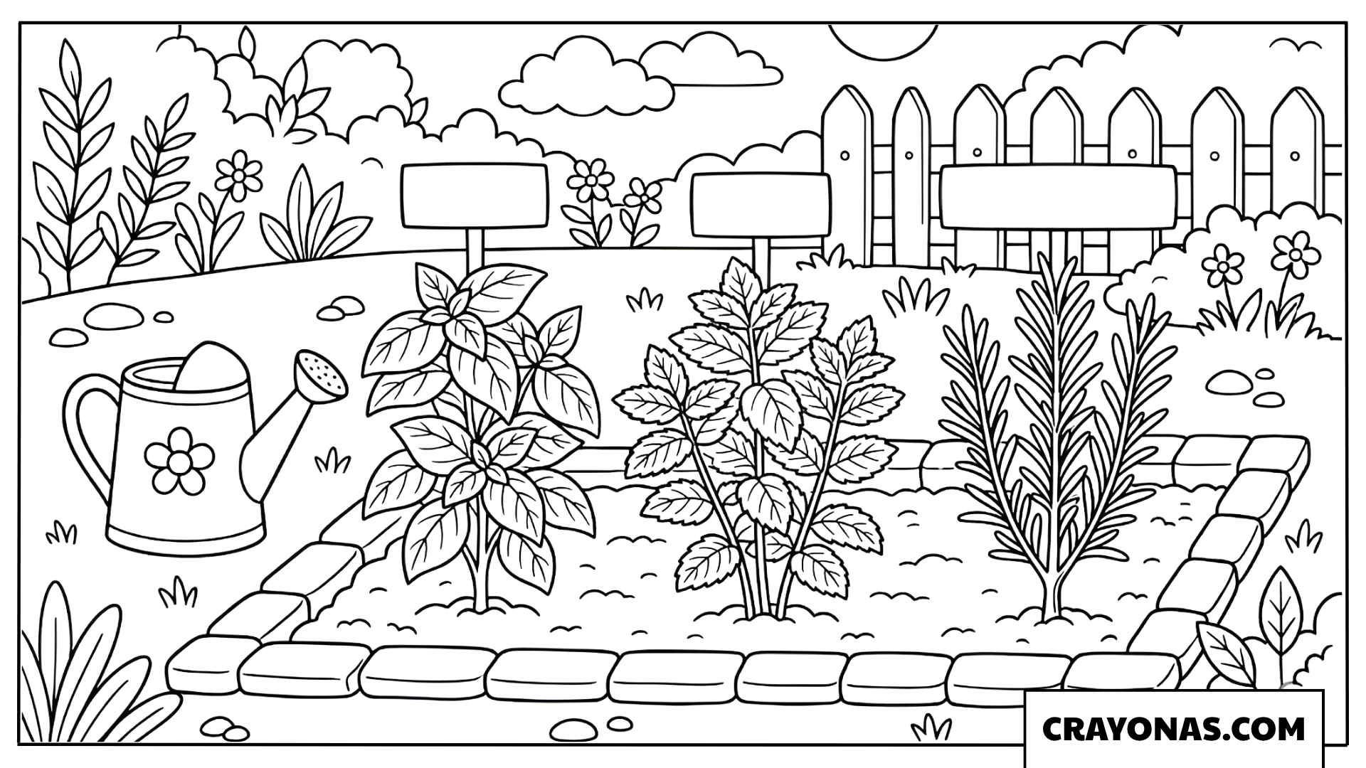Green Vegetable Garden Bed Coloring Page