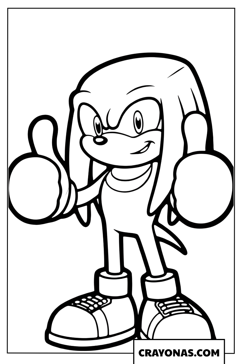 Happy Knuckles Giving Thumbs Up Coloring Page