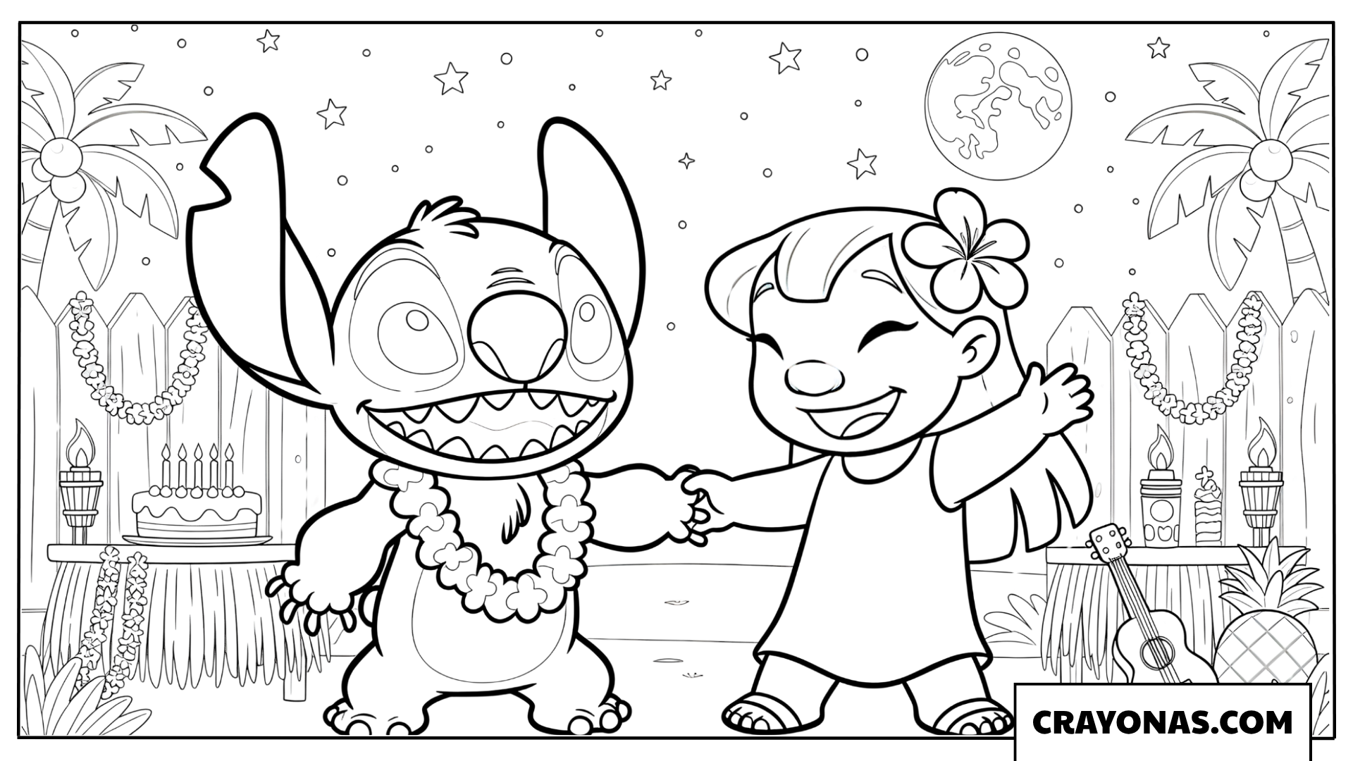 Hawaii Birthday Dance Celebration Coloring Page