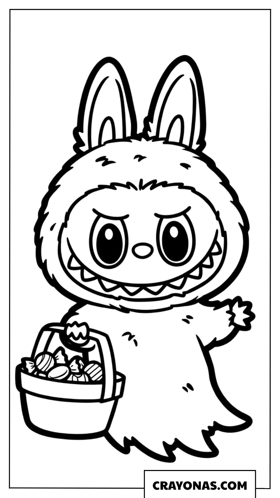 Labubu Dressed as a Ghost for Trick-or-Treating Coloring Page