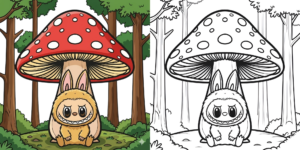 Labubu Nature Adventure Coloring Pages ft