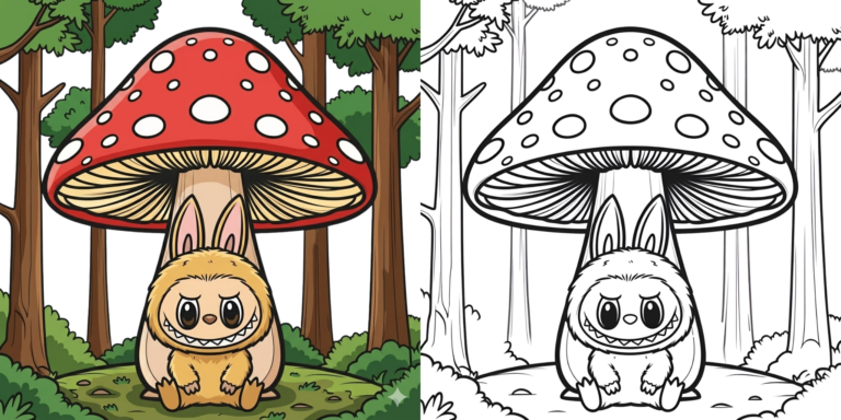 Labubu Nature Adventure Coloring Pages ft