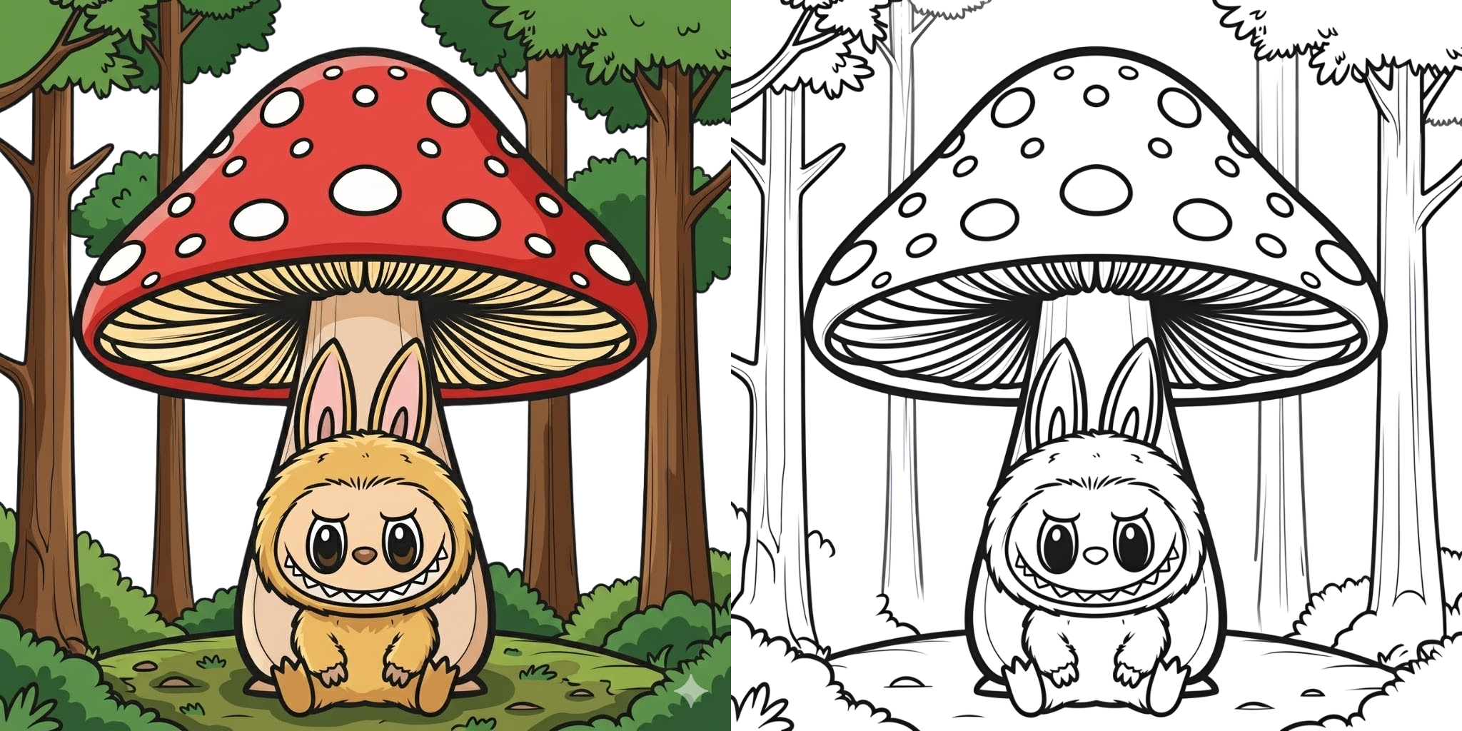Labubu Nature Adventure Coloring Pages ft