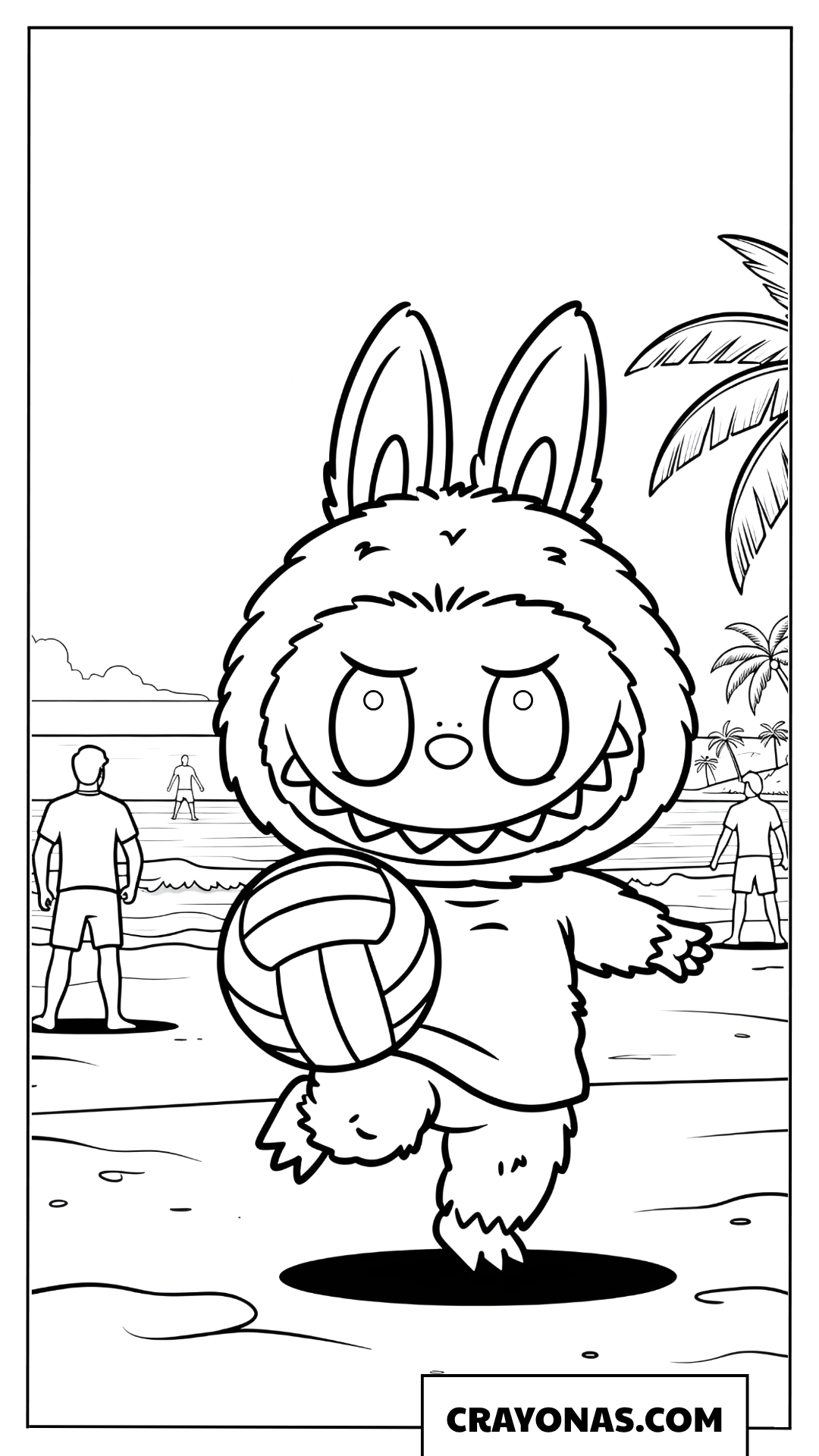 Labubu Playing Beach Volleyball Coloring Pages