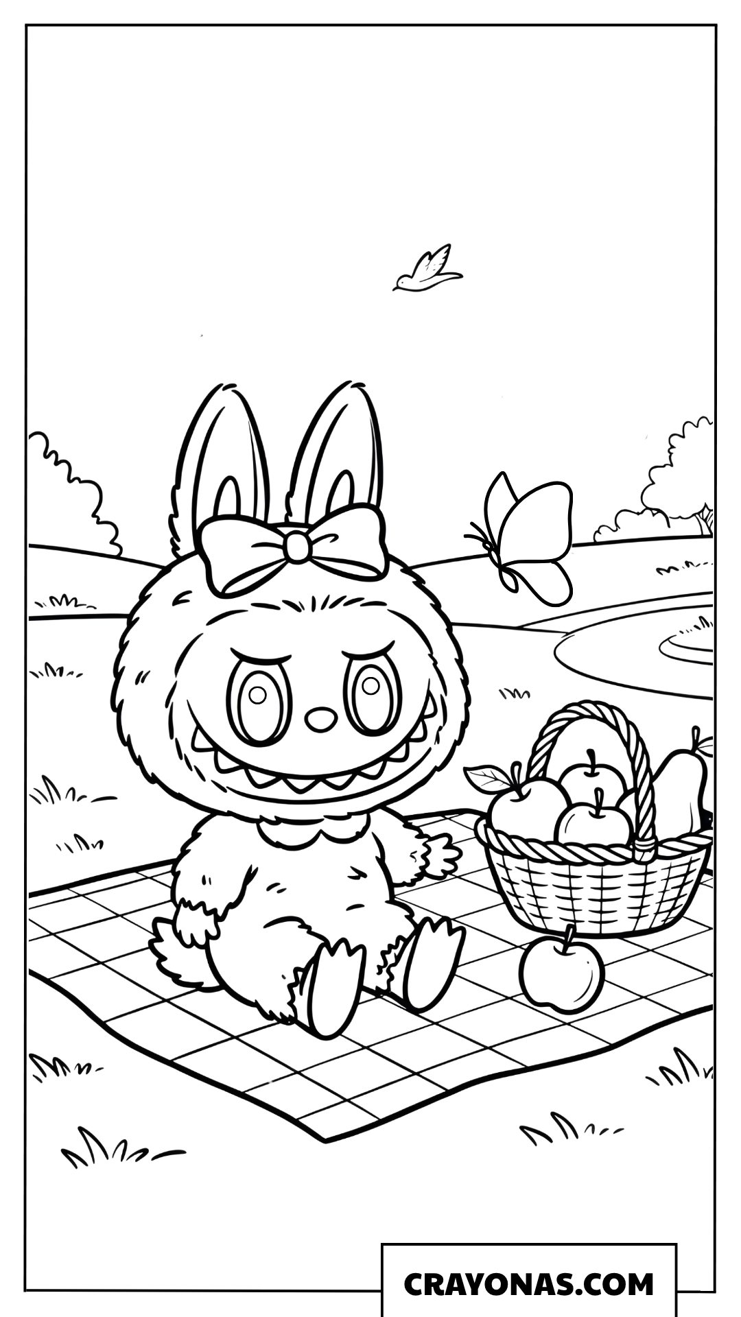 Labubu Summer Picnic Coloring Page