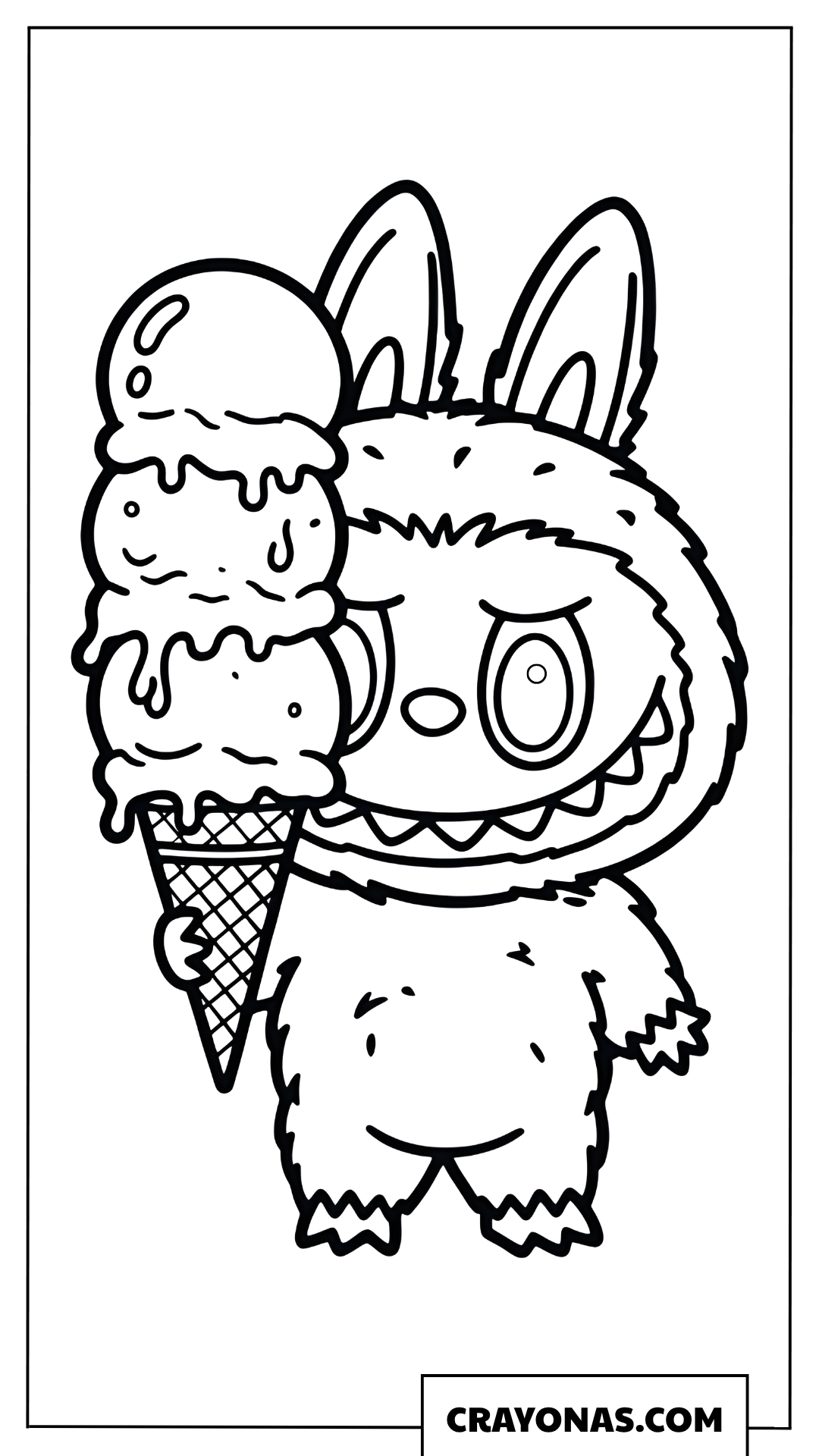 Labubu and Giant Ice Cream Coloring Page
