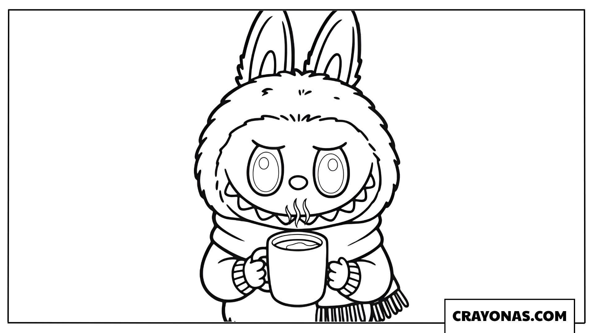 Labubu and Hot Chocolate Coloring Page