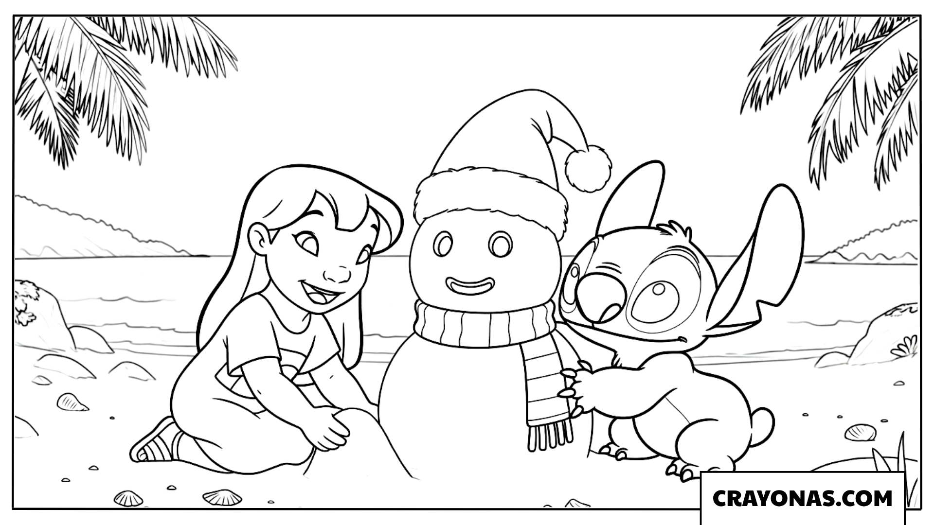 Lilo and Stitch Building a Sand-man Coloring Page