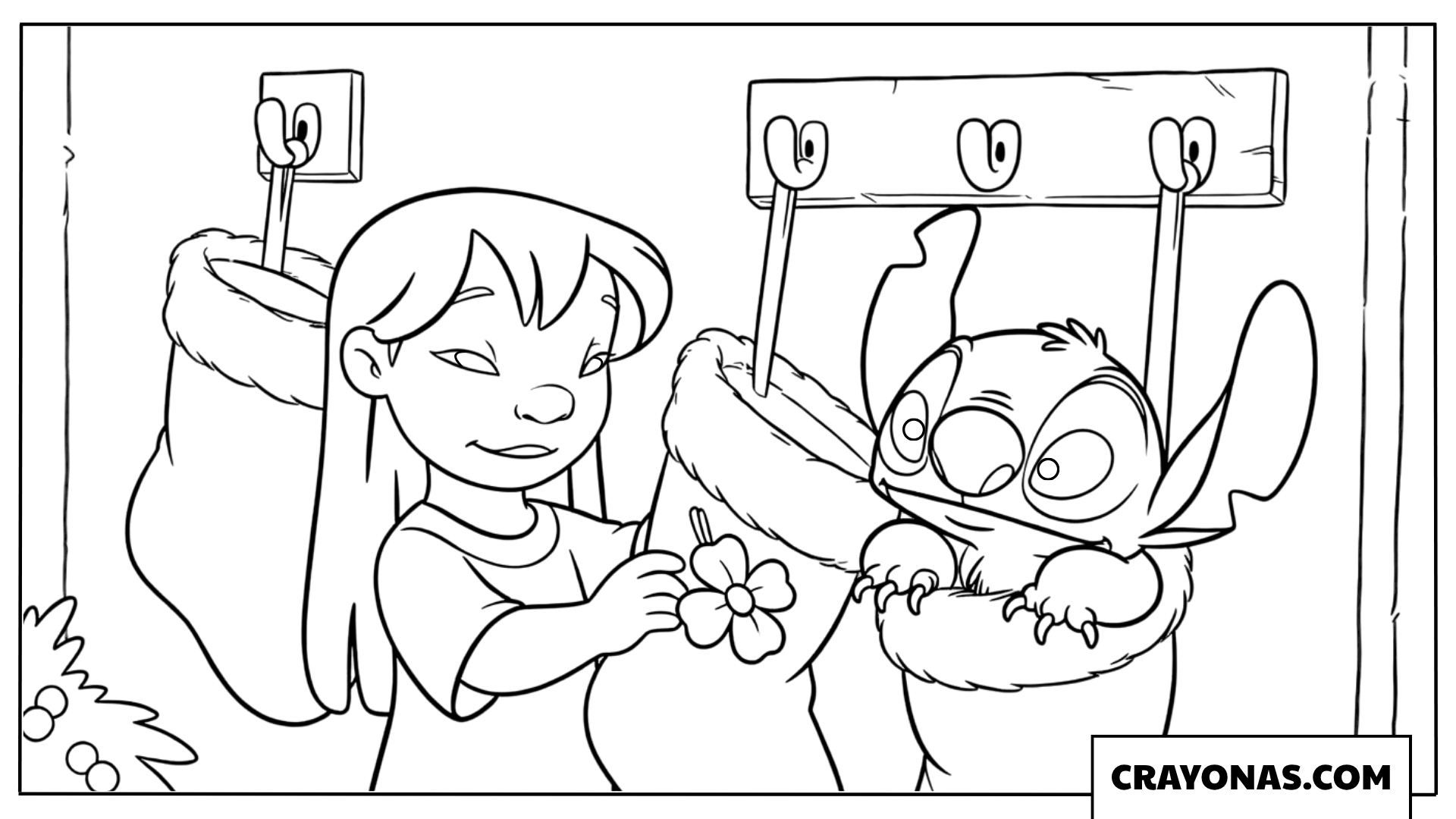 Lilo and Stitch Hanging Stockings Coloring Page