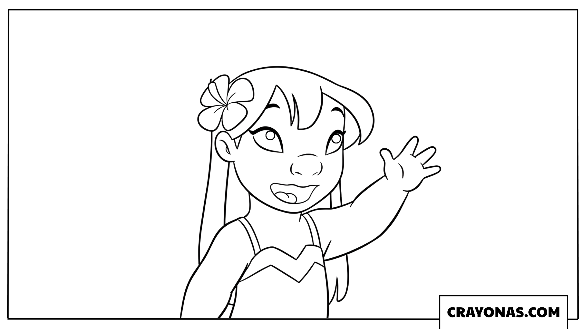 Lilo waving hello friendly coloring page
