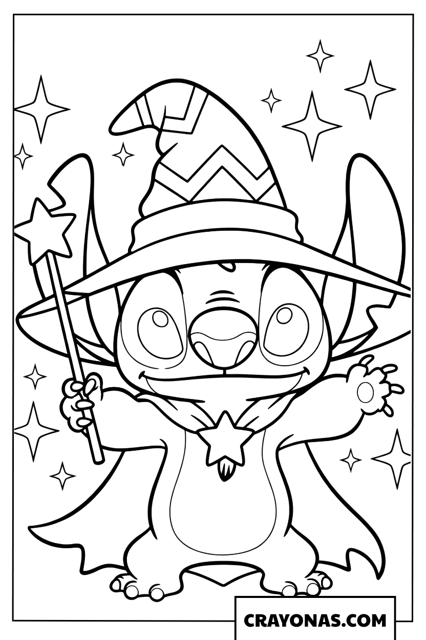 Magical Wizard Stitch Coloring Page