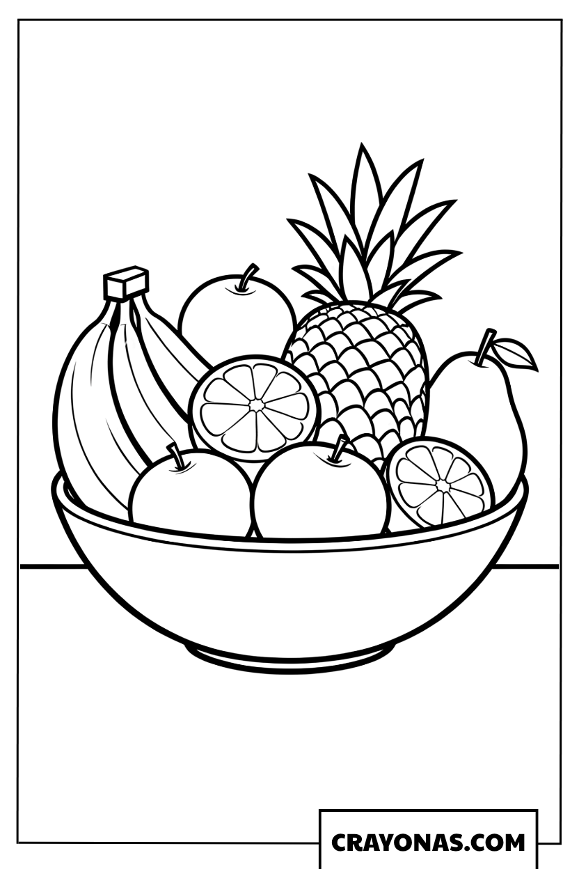Mixed Fruit Bowl Coloring Page