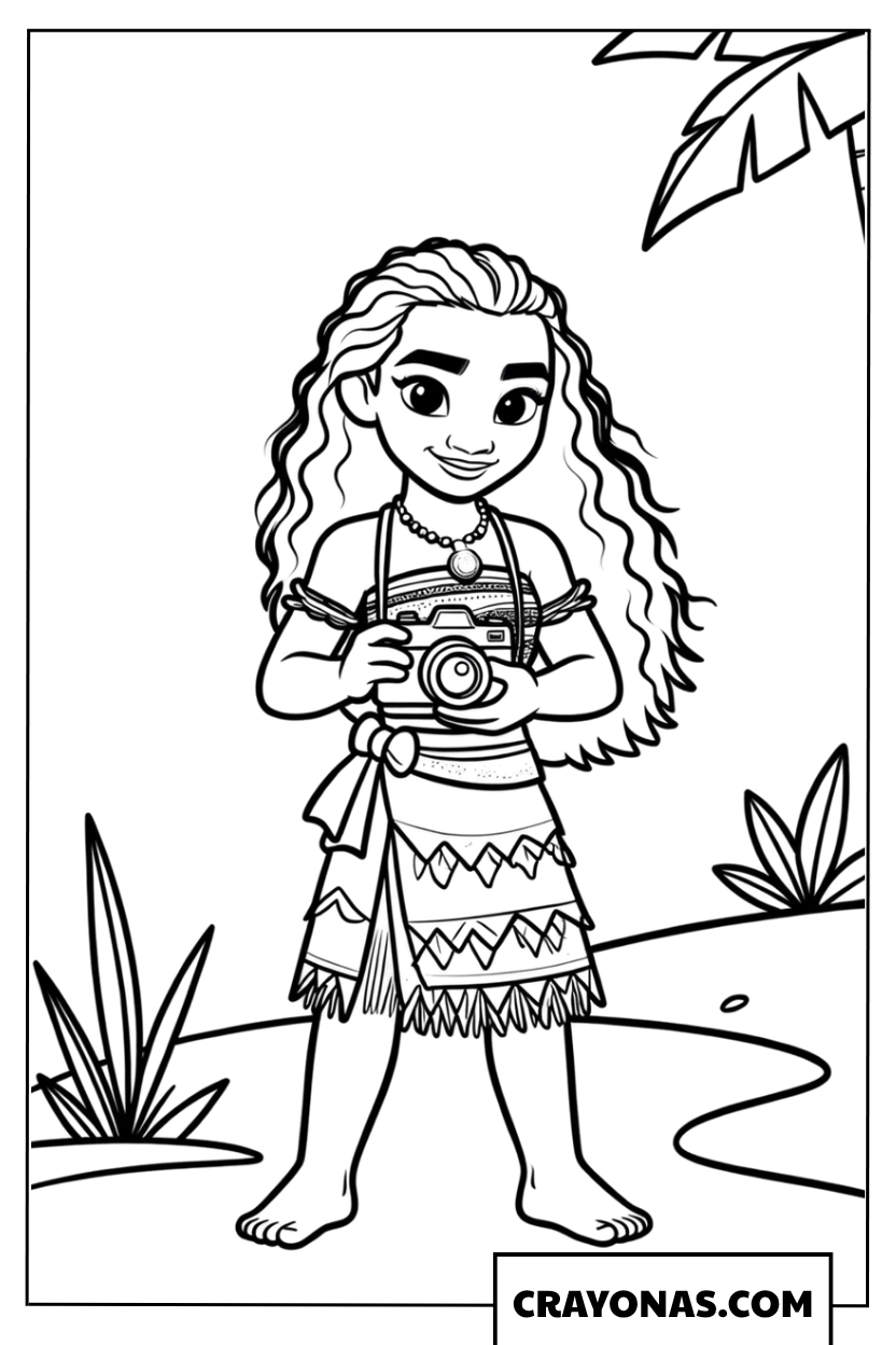 Moana Island Photographer Coloring Page