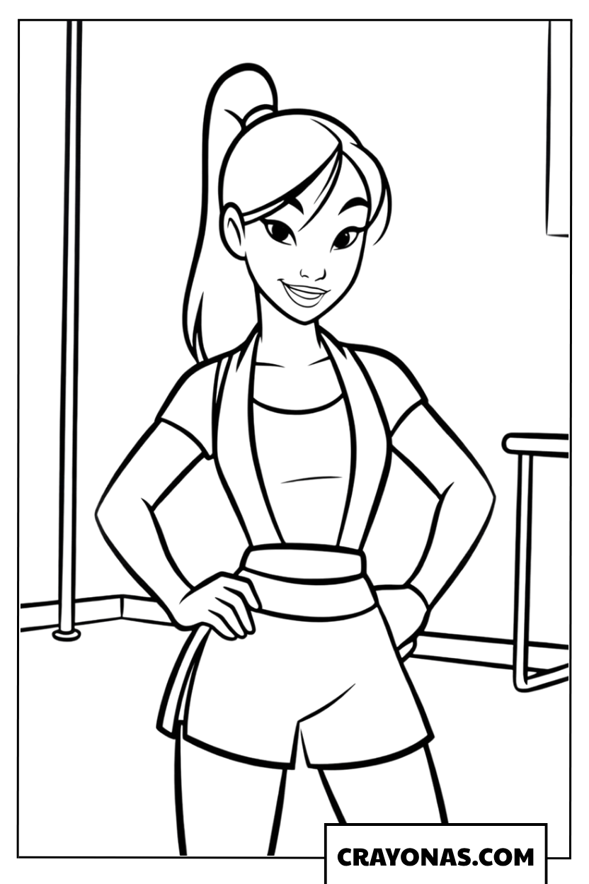 Mulan Warrior Training Coloring Page