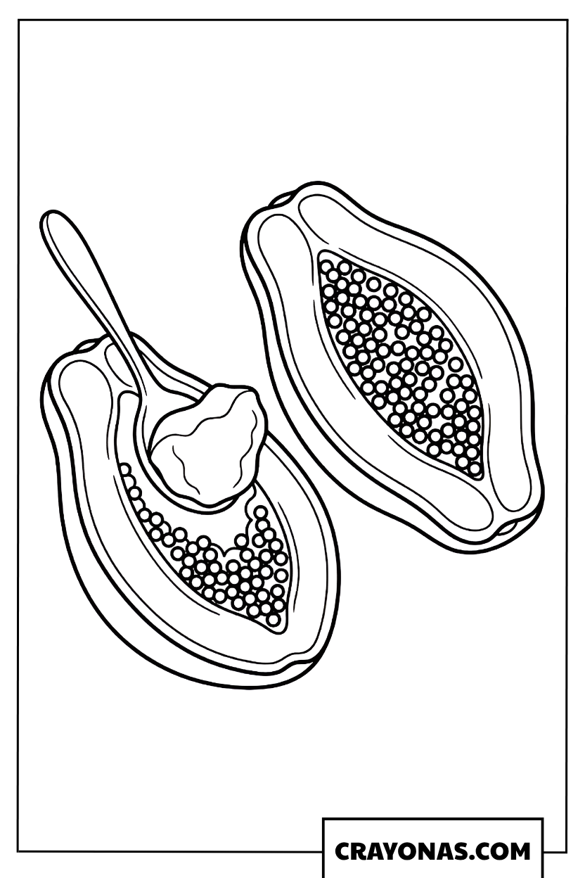 Papaya Fruit Coloring Page