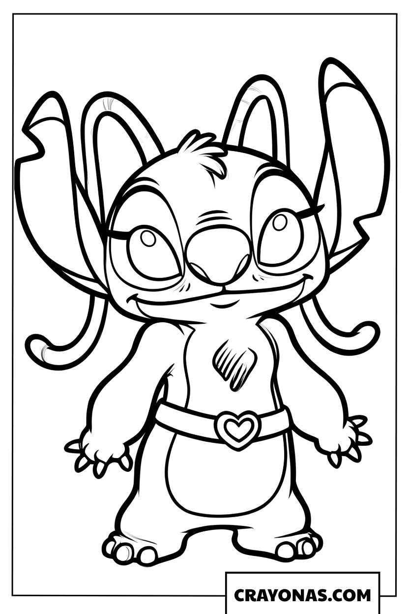 Pretty Angel with a Heart Belt Coloring Page