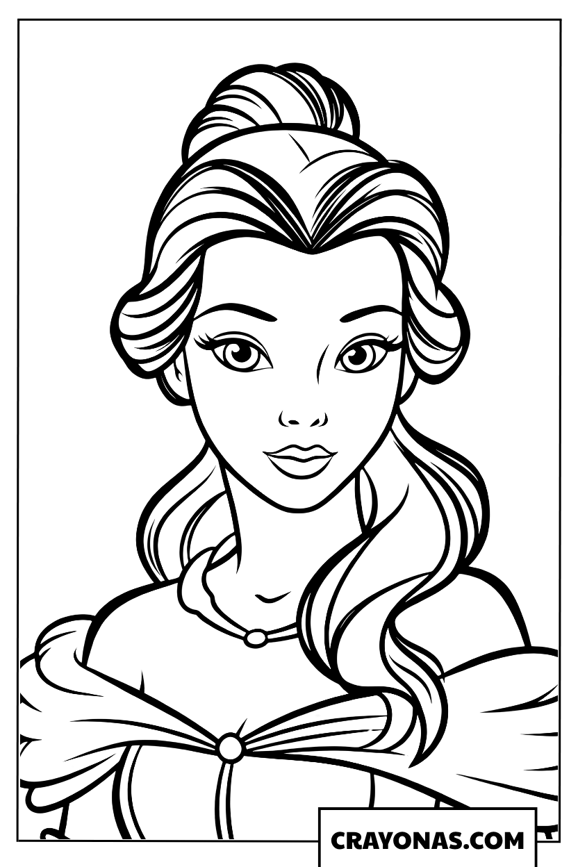 Princess Belle Portrait Coloring Page