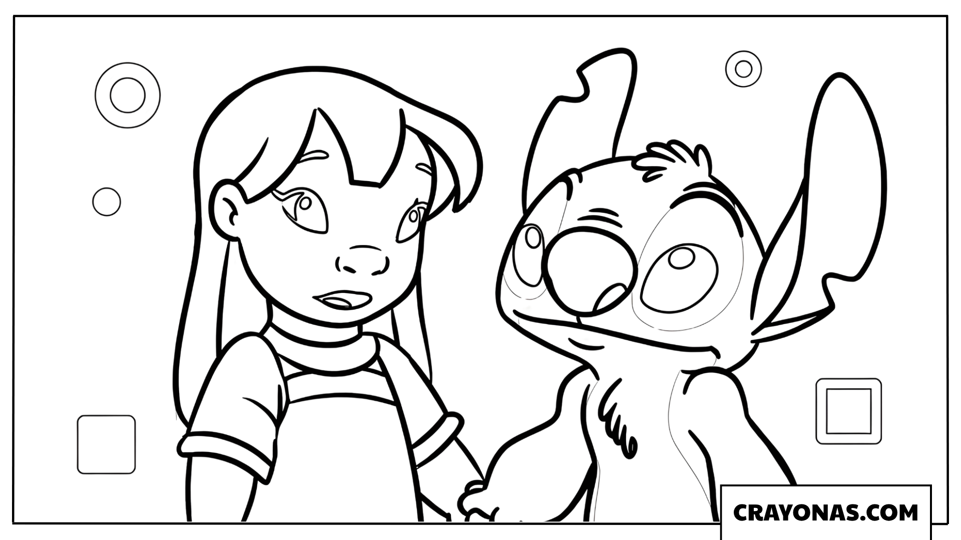 Simple outline Lilo and Stitch portrait coloring page