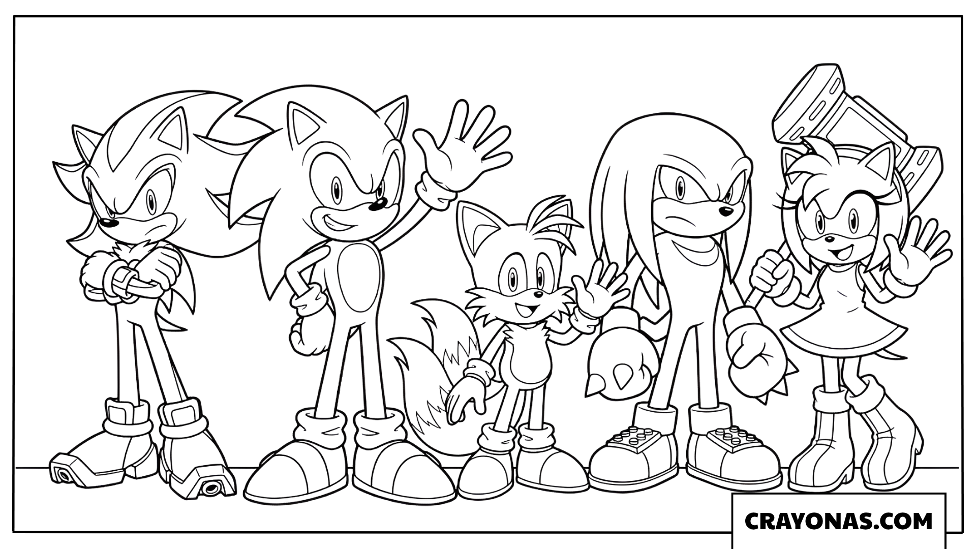 Sonic Heroes Team Gathering Coloring Page