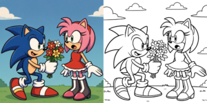 Sonic and Amy coloring pages ft