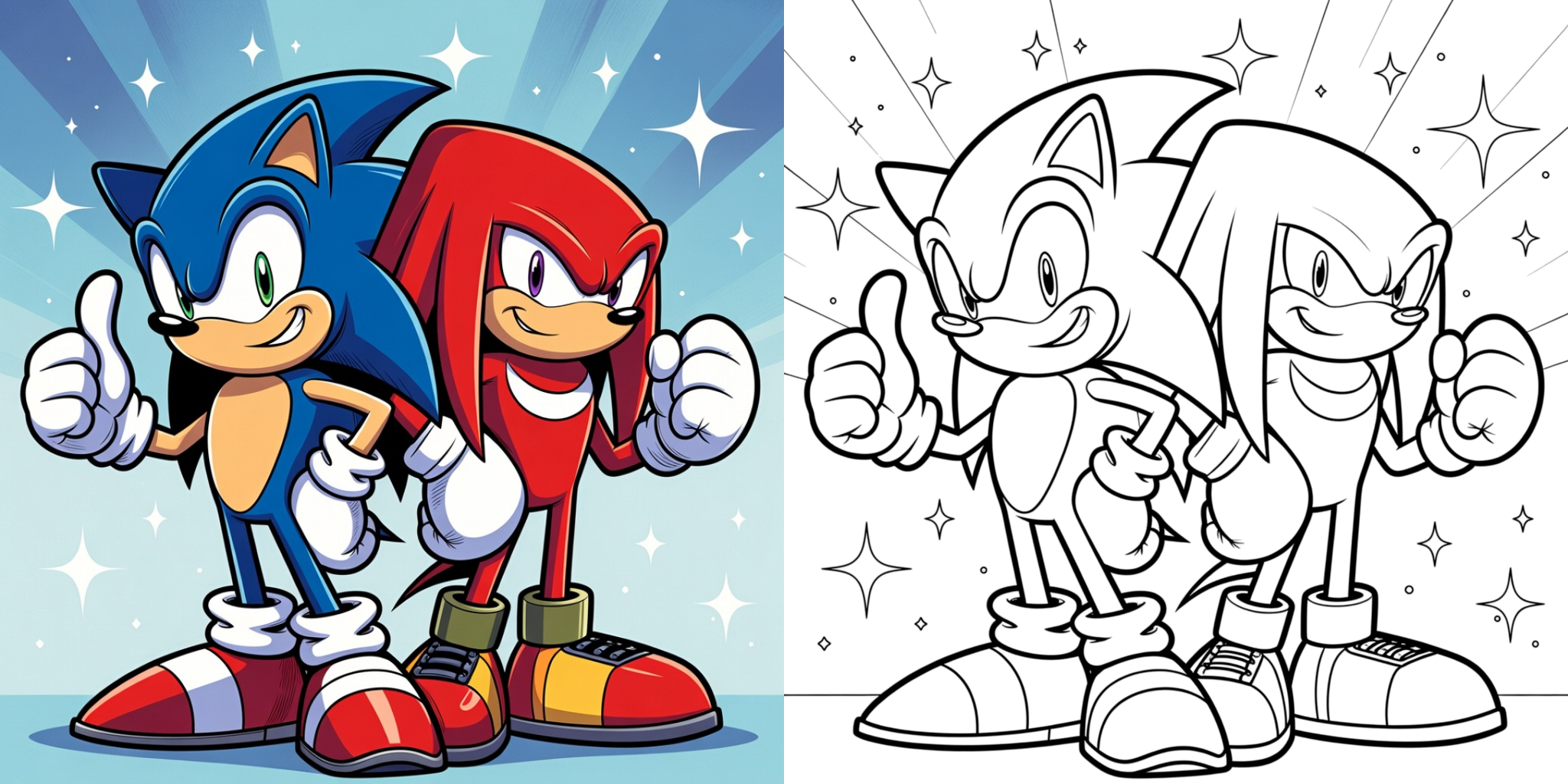 _Sonic and Knuckles coloring pages ft