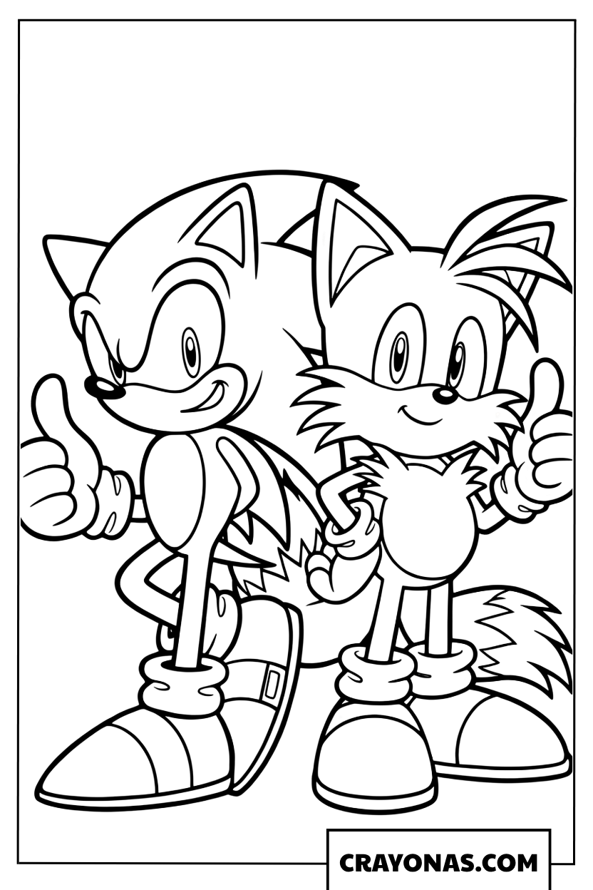 Sonic and Tails Striking a Confident Pose Coloring Page