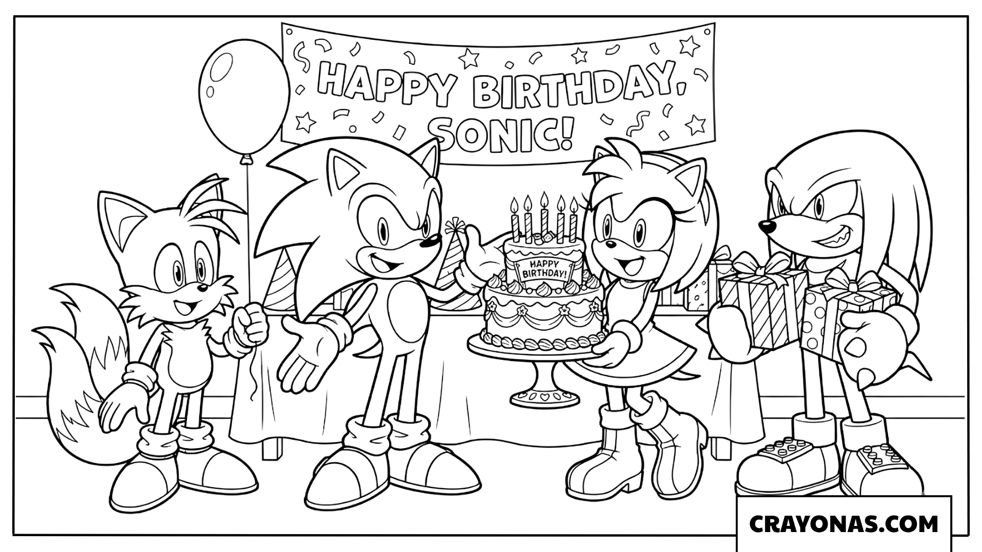 Sonic’s Surprise Birthday Party Coloring Page