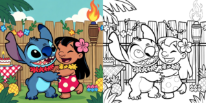 Stitch Birthday Coloring Pages ft