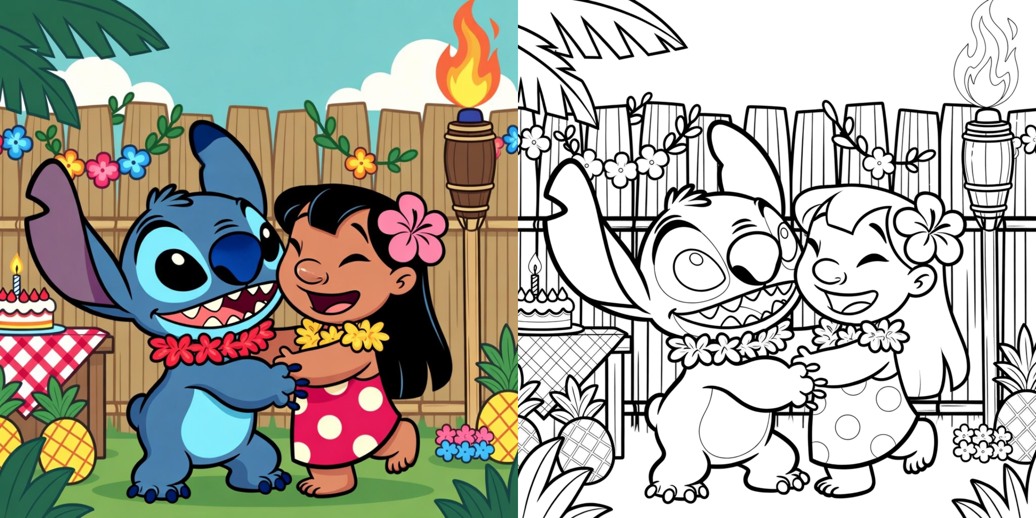 Stitch Birthday Coloring Pages ft