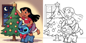 _Stitch Christmas Coloring Pages ft