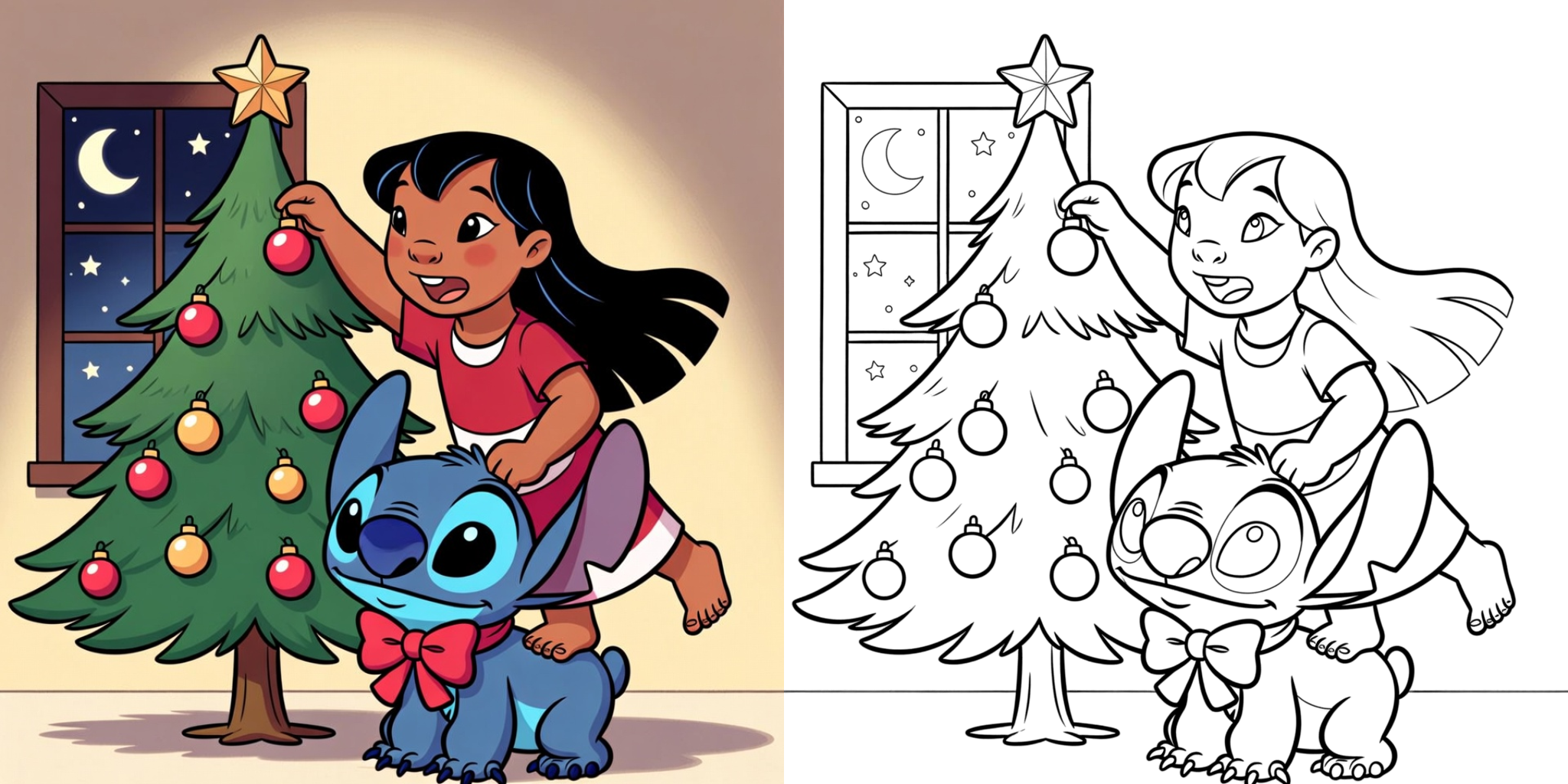 _Stitch Christmas Coloring Pages ft