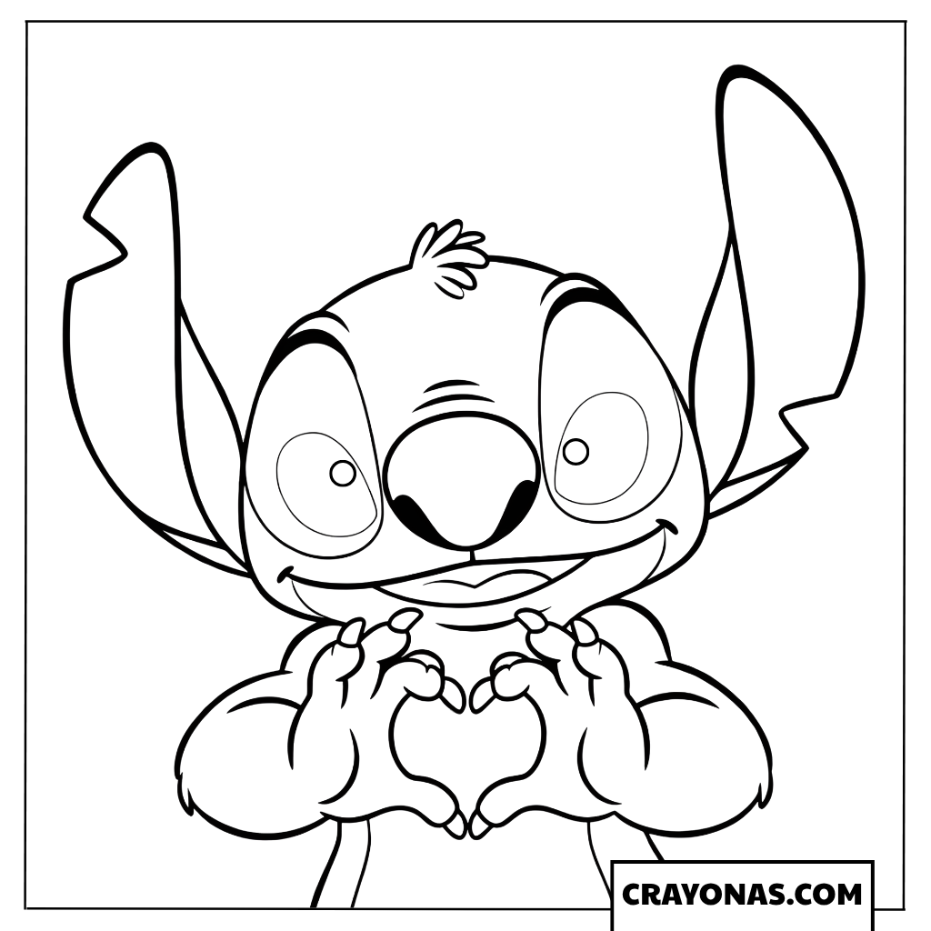 Stitch Making a Heart Shape Coloring Page
