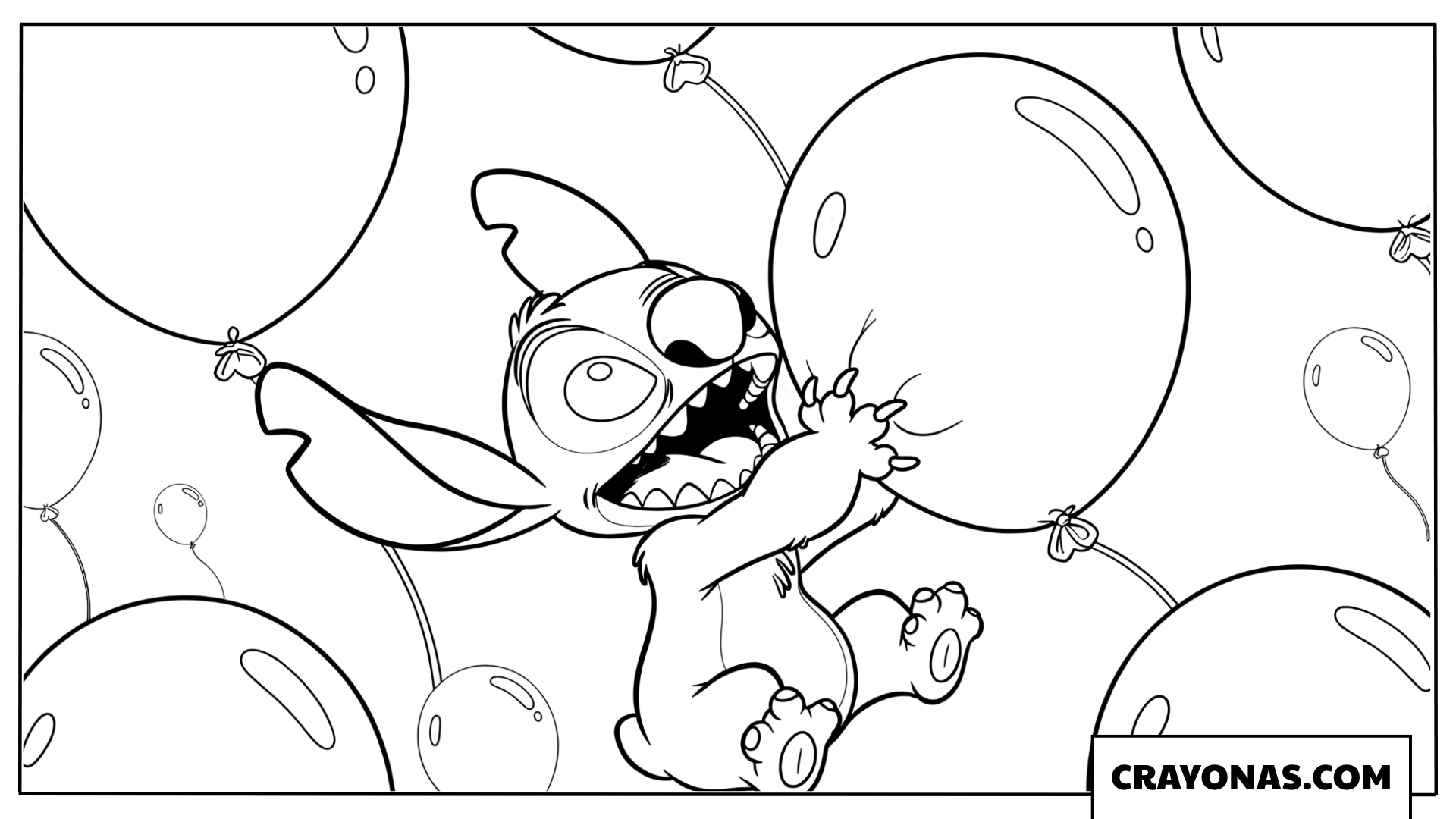 Stitch Playing with a Giant Balloon Coloring Page