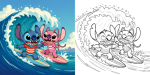 _Stitch and Angel Coloring Pages ft