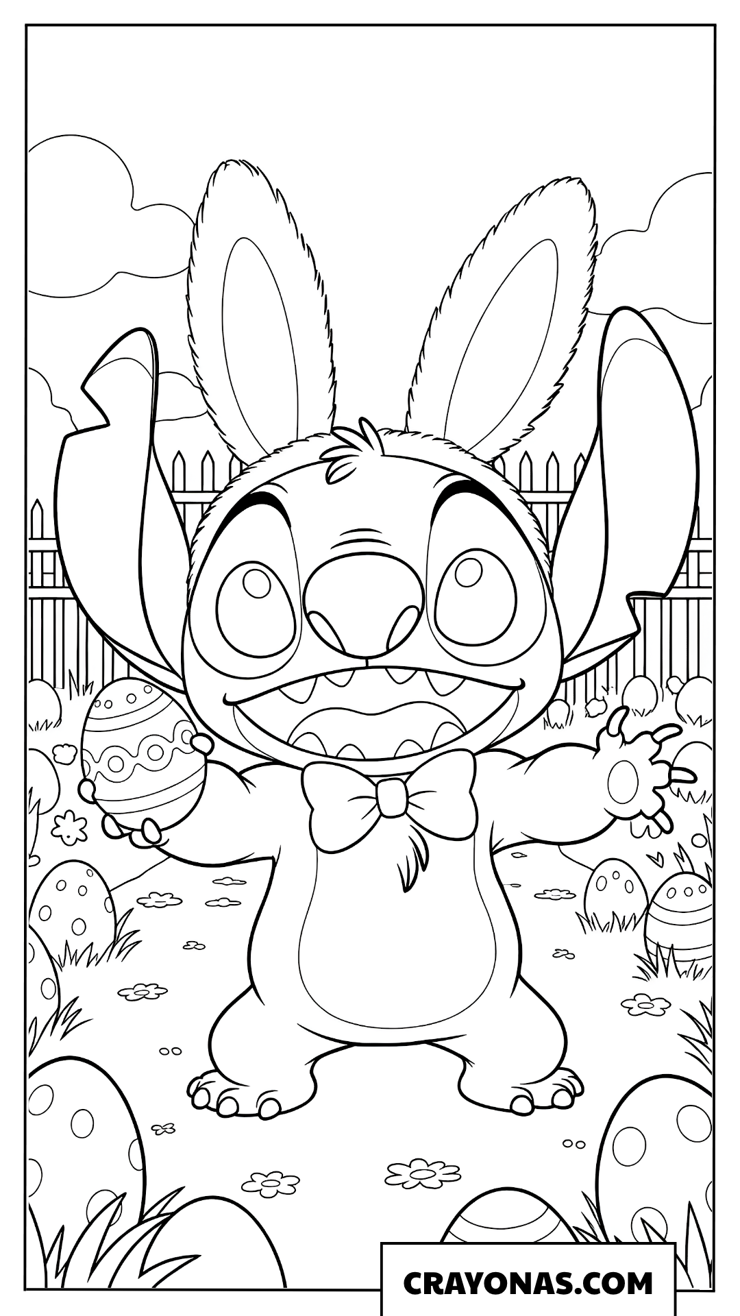 Stitch with Easter Bunny Ears Coloring Page